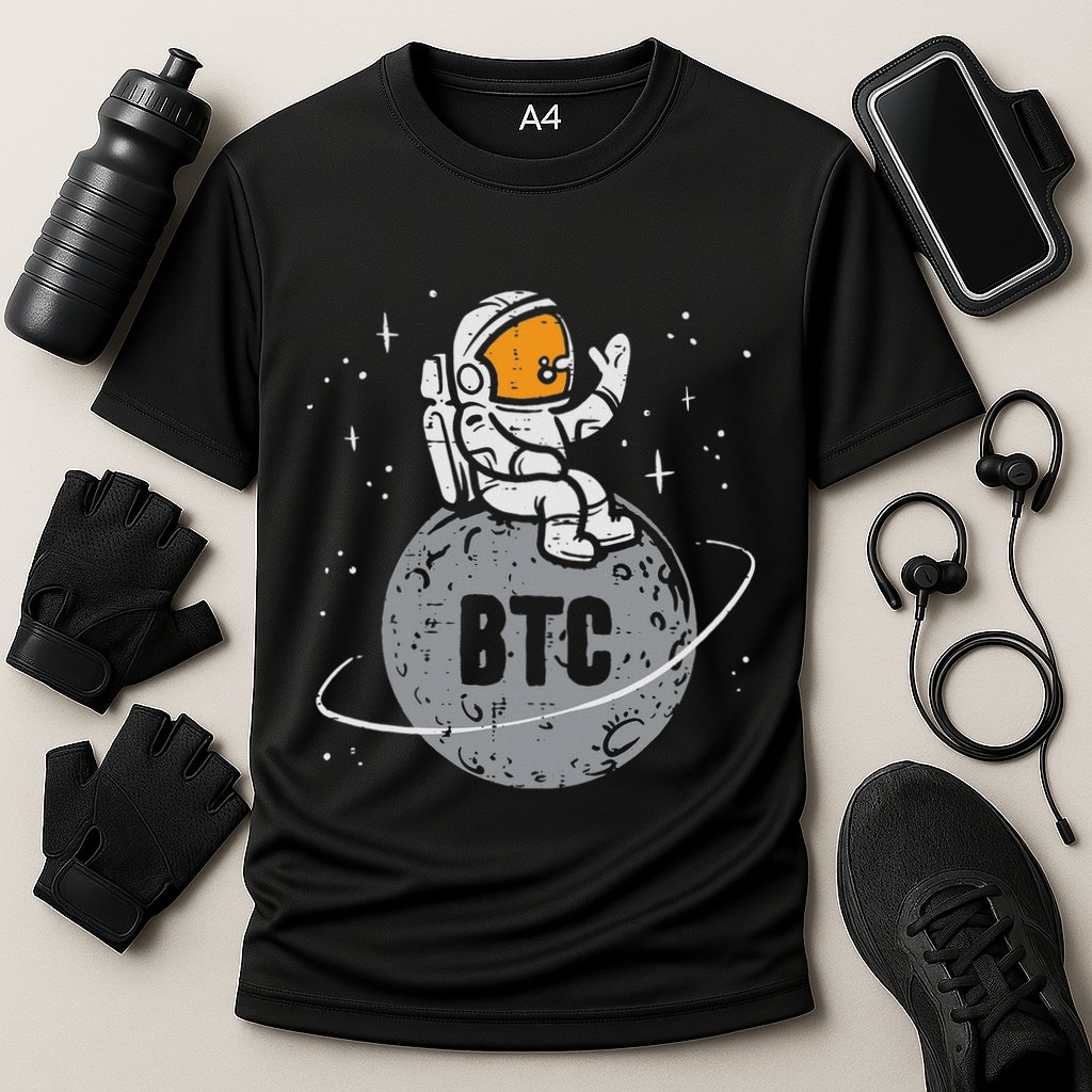 Astronaut Moon Btc Bitcoin Crypto Cryptocurrency Performance Shirt