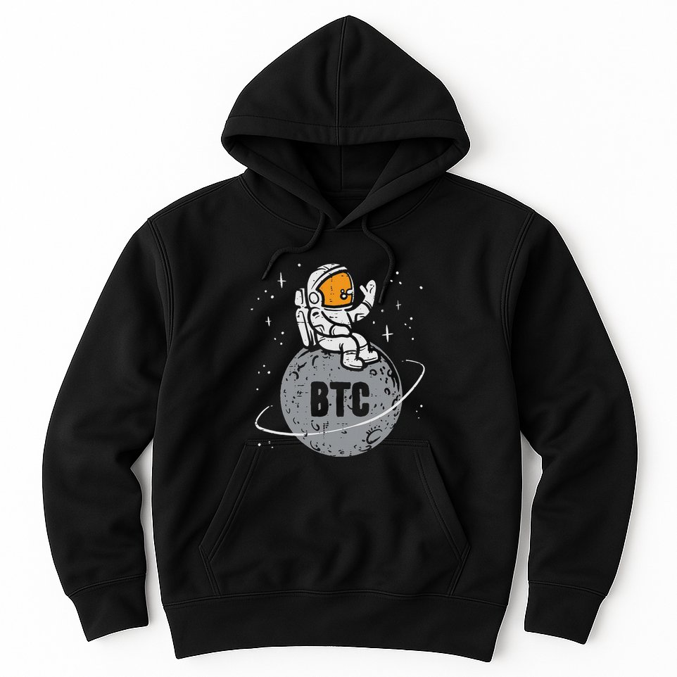 Astronaut Moon Btc Bitcoin Crypto Cryptocurrency Hoodie