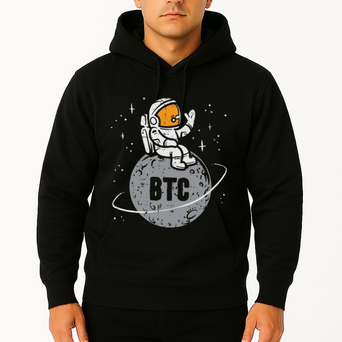 Astronaut Moon Btc Bitcoin Crypto Cryptocurrency Hoodie