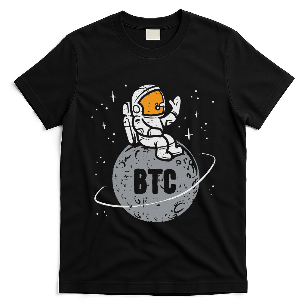 Astronaut Moon Btc Bitcoin Crypto Cryptocurrency T-Shirt