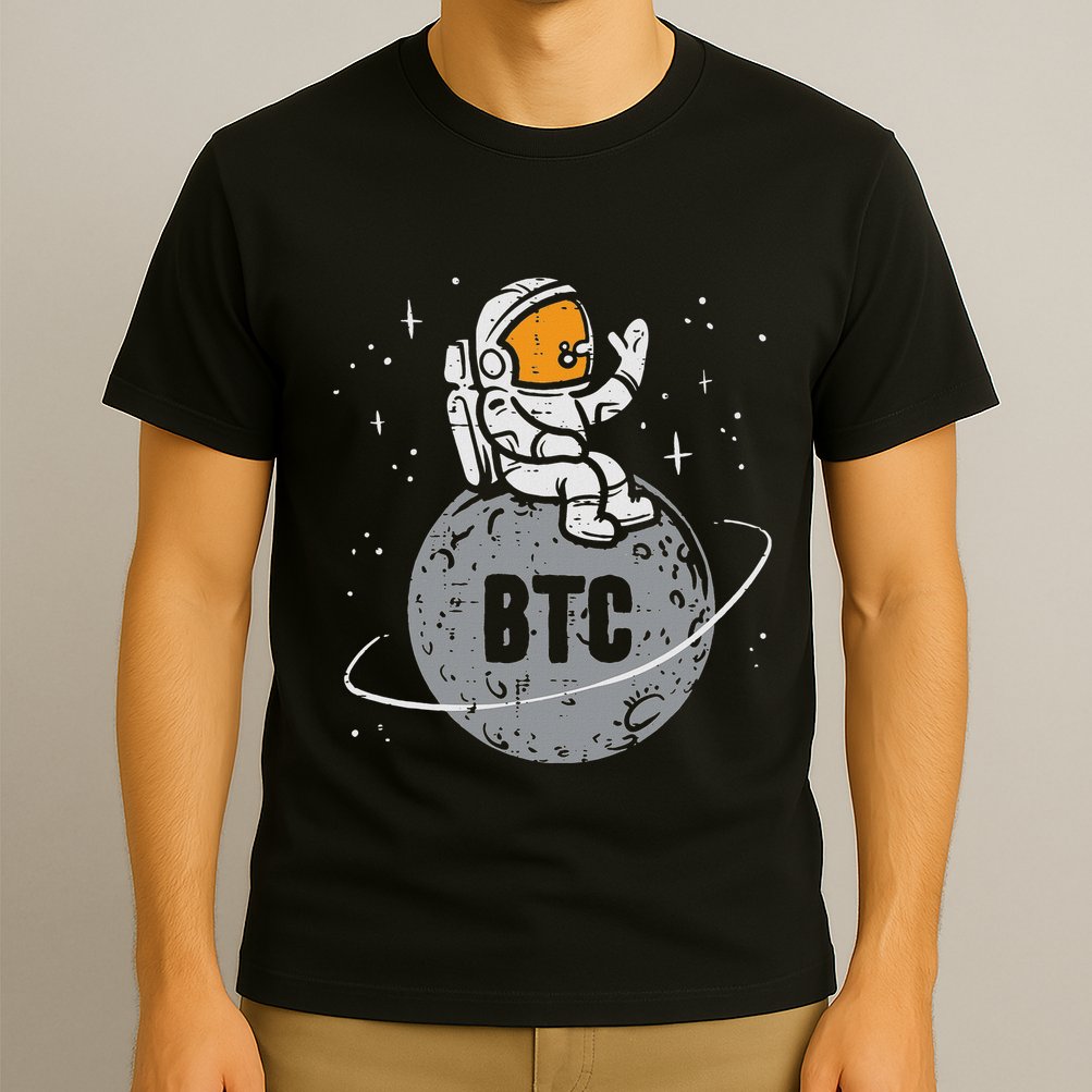 Astronaut Moon Btc Bitcoin Crypto Cryptocurrency T-Shirt