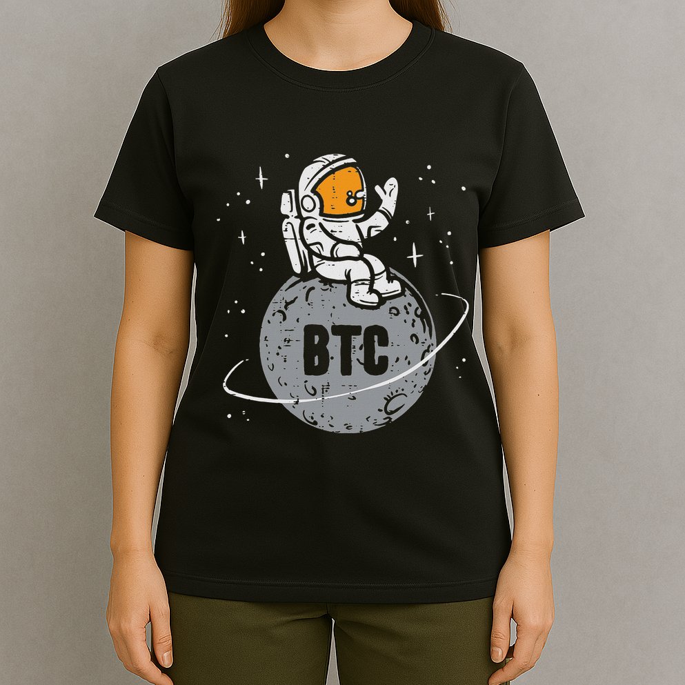 Astronaut Moon Btc Bitcoin Crypto Cryptocurrency T-Shirt