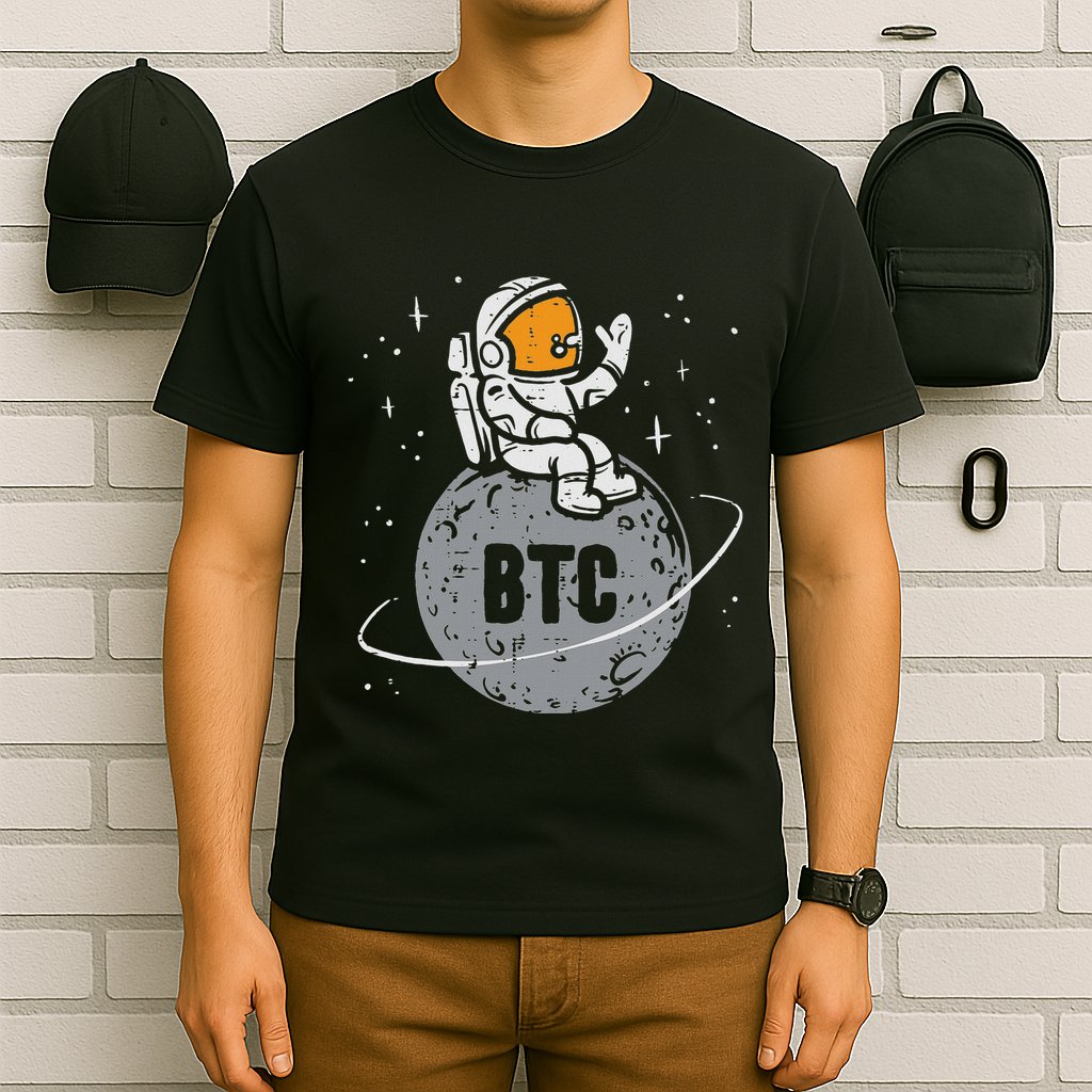 Astronaut Moon Btc Bitcoin Crypto Cryptocurrency T-Shirt