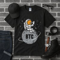 Astronaut Moon Btc Bitcoin Crypto Cryptocurrency Tall T-Shirt