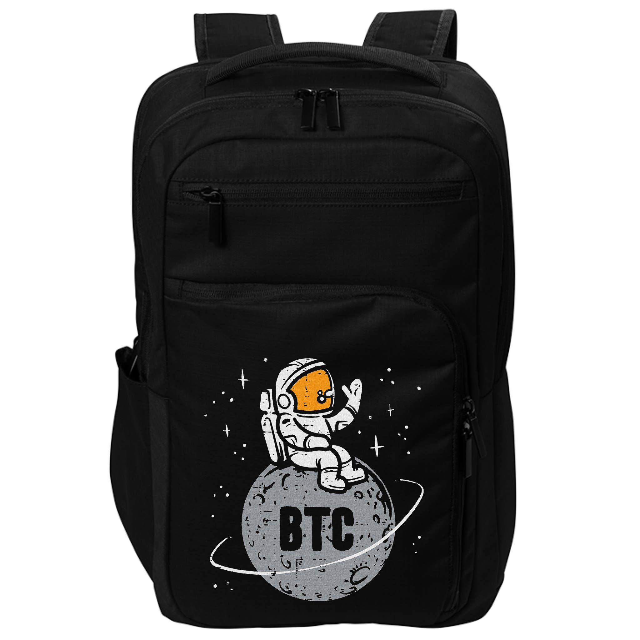 Astronaut Moon Btc Bitcoin Crypto Cryptocurrency Impact Tech Backpack