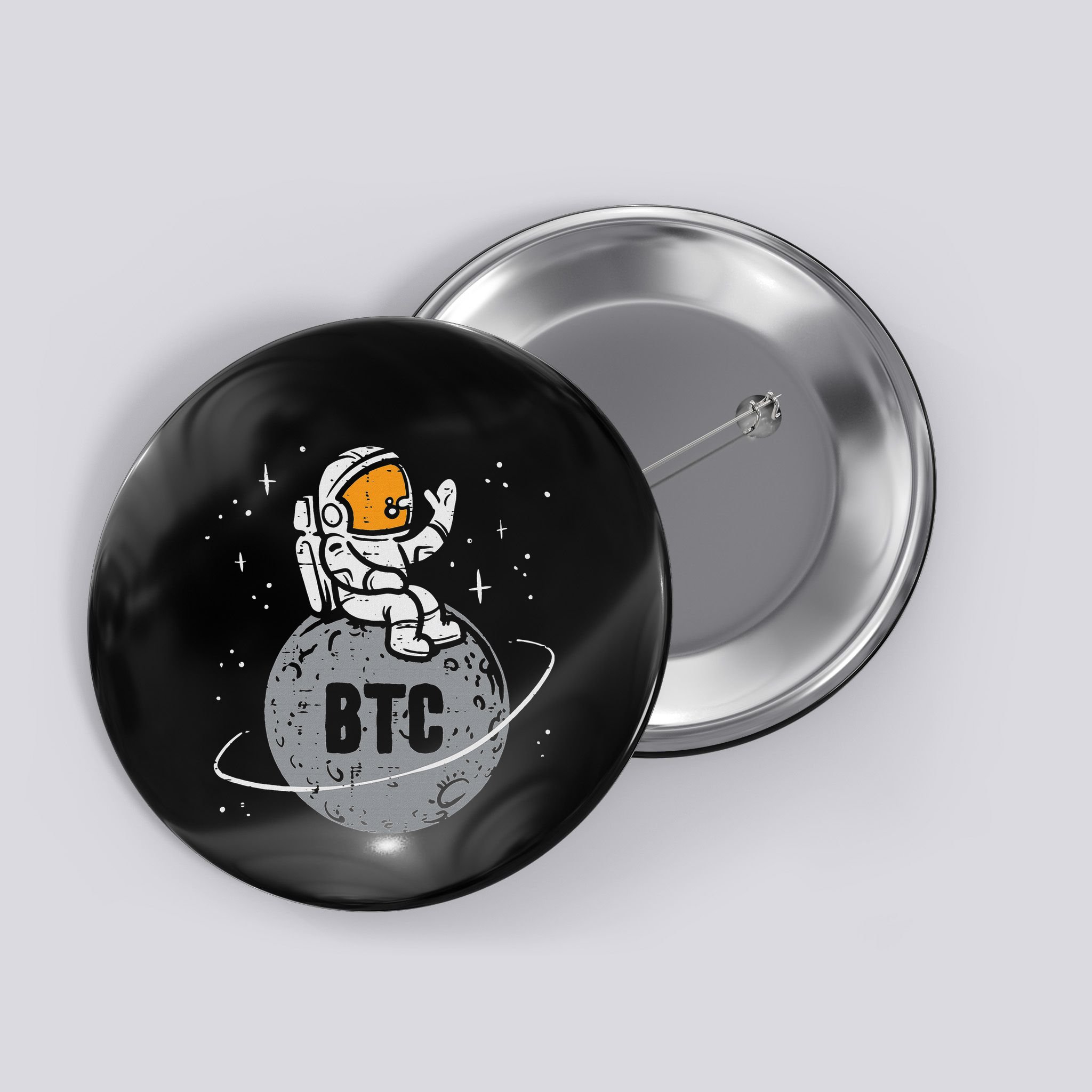 Astronaut Moon Btc Bitcoin Crypto Cryptocurrency Button