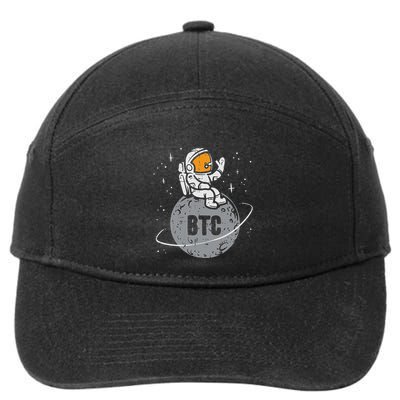 Astronaut Moon Btc Bitcoin Crypto Cryptocurrency 7-Panel Snapback Hat