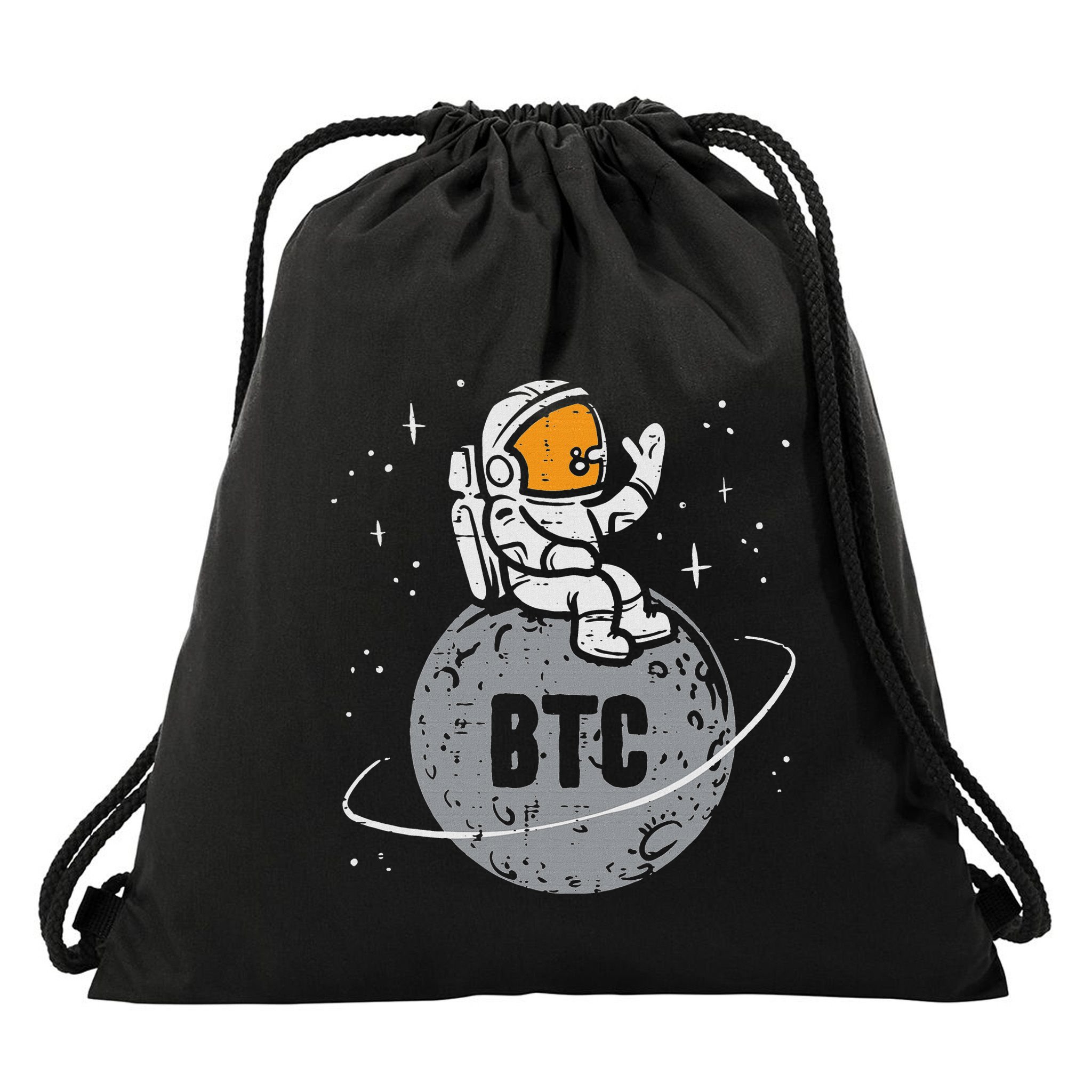 Astronaut Moon Btc Bitcoin Crypto Cryptocurrency Drawstring Bag