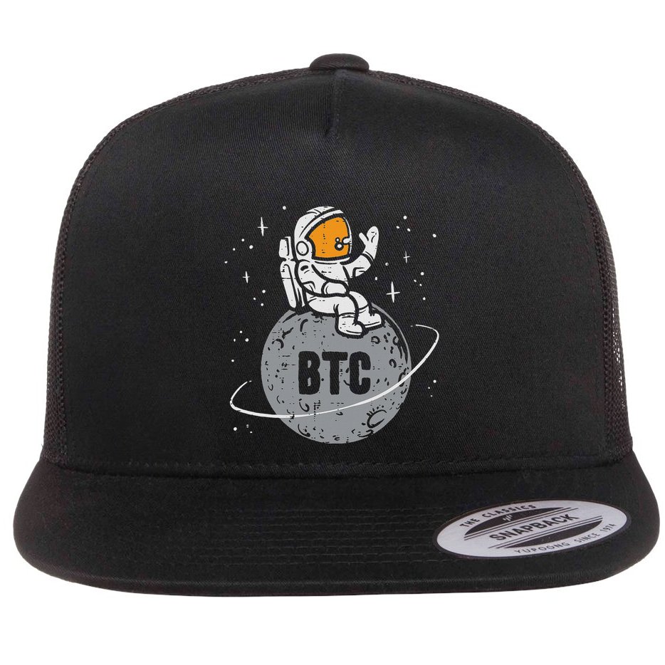 Astronaut Moon Btc Bitcoin Crypto Cryptocurrency Flat Bill Trucker Hat
