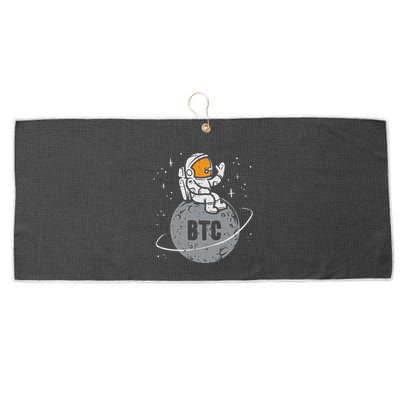 Astronaut Moon Btc Bitcoin Crypto Cryptocurrency Large Microfiber Waffle Golf Towel