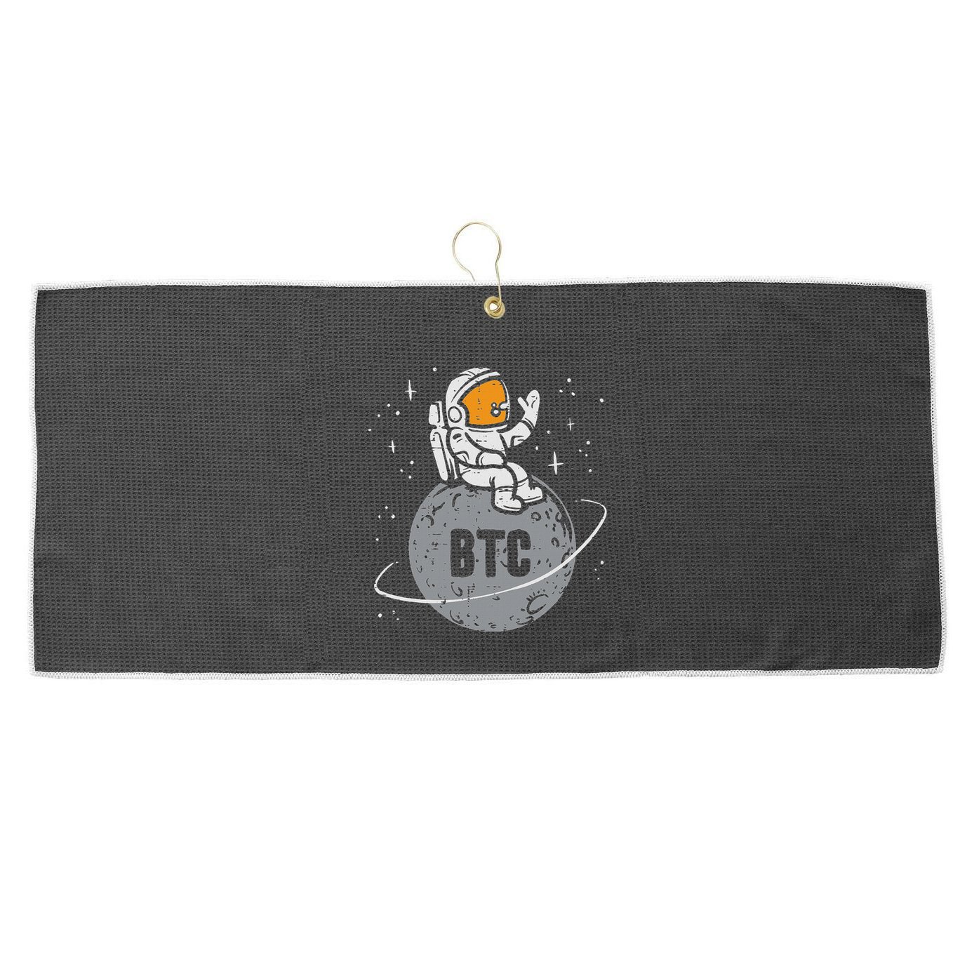 Astronaut Moon Btc Bitcoin Crypto Cryptocurrency Large Microfiber Waffle Golf Towel