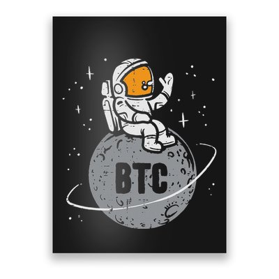Astronaut Moon Btc Bitcoin Crypto Cryptocurrency Poster