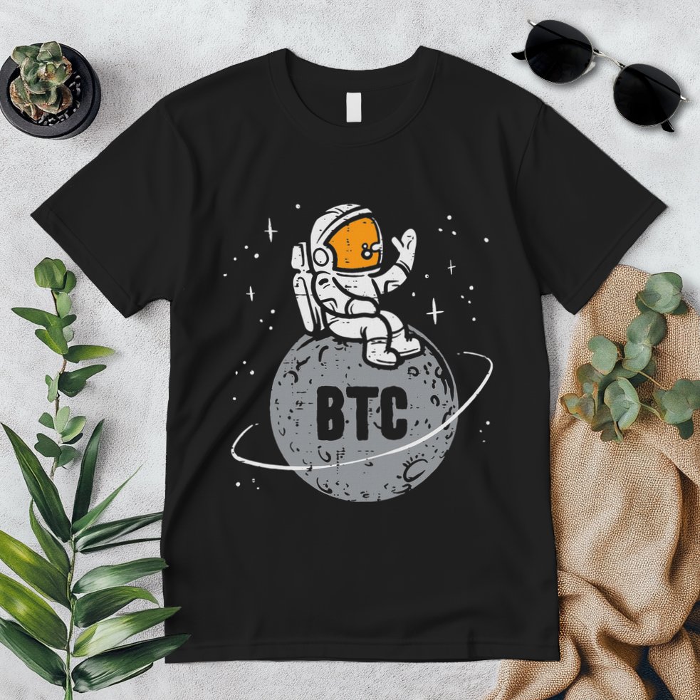 Astronaut Moon Btc Bitcoin Crypto Cryptocurrency Premium T-Shirt