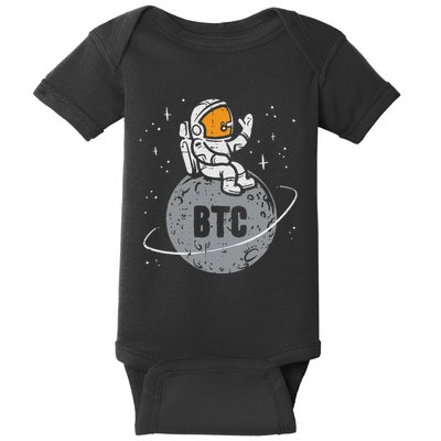 Astronaut Moon Btc Bitcoin Crypto Cryptocurrency Baby Bodysuit