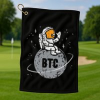 Astronaut Moon Btc Bitcoin Crypto Cryptocurrency Golf Towel