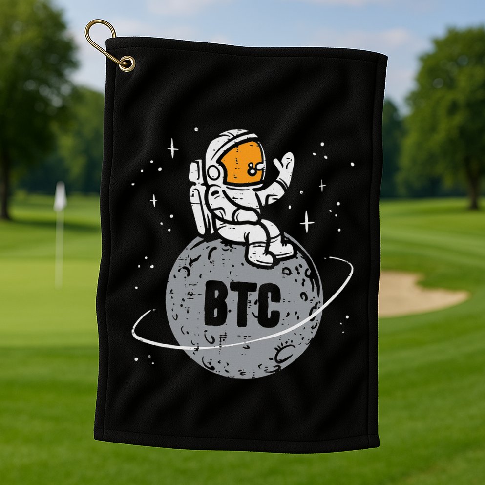 Astronaut Moon Btc Bitcoin Crypto Cryptocurrency Golf Towel