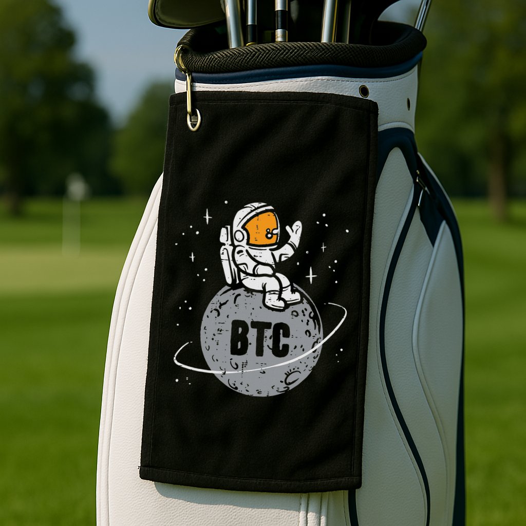 Astronaut Moon Btc Bitcoin Crypto Cryptocurrency Golf Towel