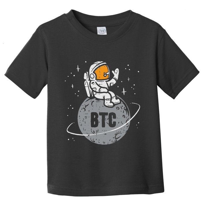 Astronaut Moon Btc Bitcoin Crypto Cryptocurrency Toddler T-Shirt