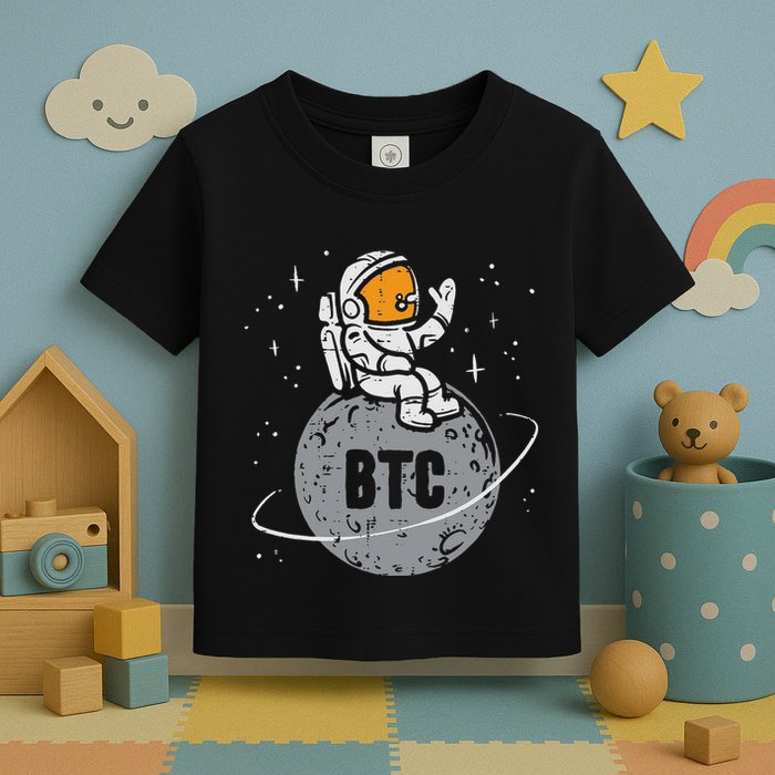 Astronaut Moon Btc Bitcoin Crypto Cryptocurrency Toddler T-Shirt