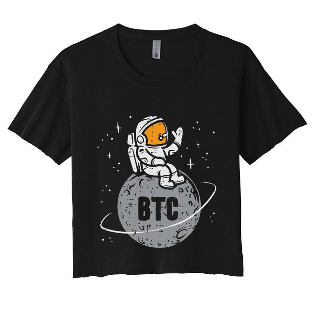 Astronaut Moon Btc Bitcoin Crypto Cryptocurrency Crop Top