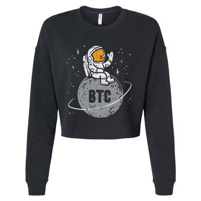 Astronaut Moon Btc Bitcoin Crypto Cryptocurrency Cropped Pullover Crew