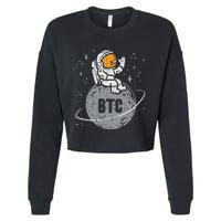 Astronaut Moon Btc Bitcoin Crypto Cryptocurrency Cropped Pullover Crew