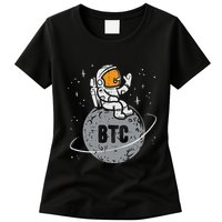Astronaut Moon Btc Bitcoin Crypto Cryptocurrency Womens T-Shirt