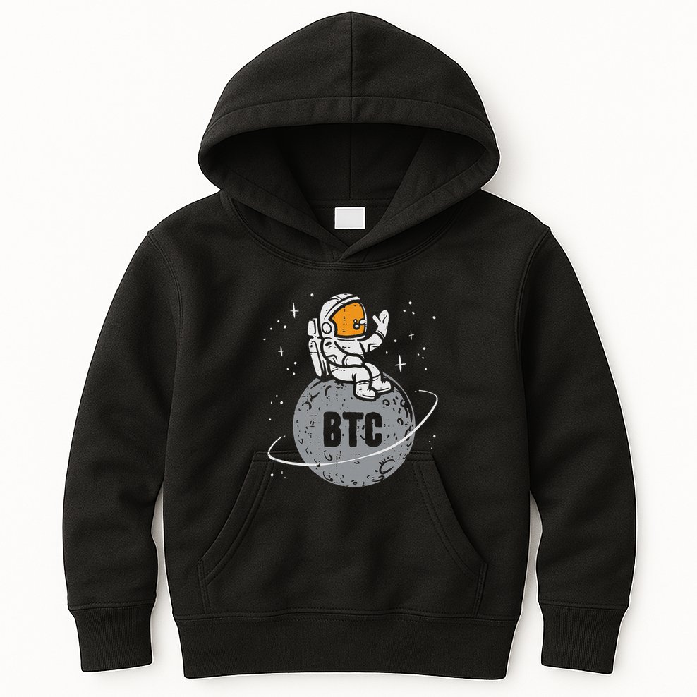 Astronaut Moon Btc Bitcoin Crypto Cryptocurrency Kids Hoodie