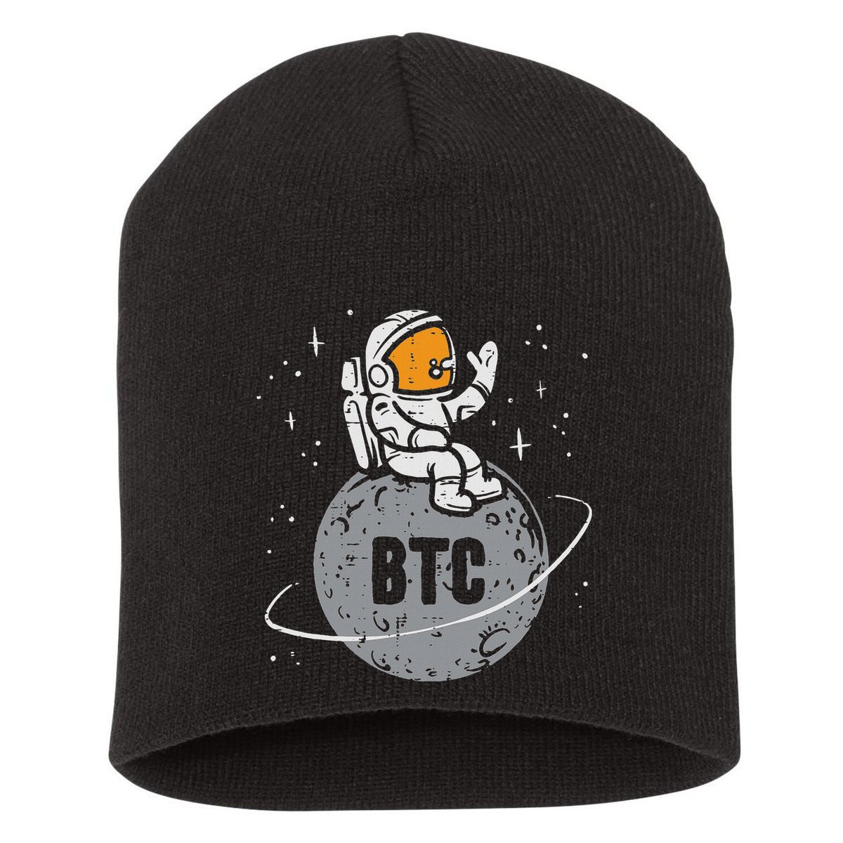 Astronaut Moon Btc Bitcoin Crypto Cryptocurrency Short Acrylic Beanie