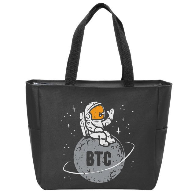 Astronaut Moon Btc Bitcoin Crypto Cryptocurrency Zip Tote Bag