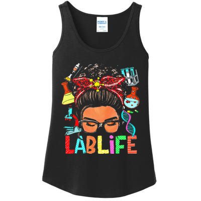 Afro Messy Bun Laboratory Life Lab Week 2024 Lab Technician Ladies Essential Tank