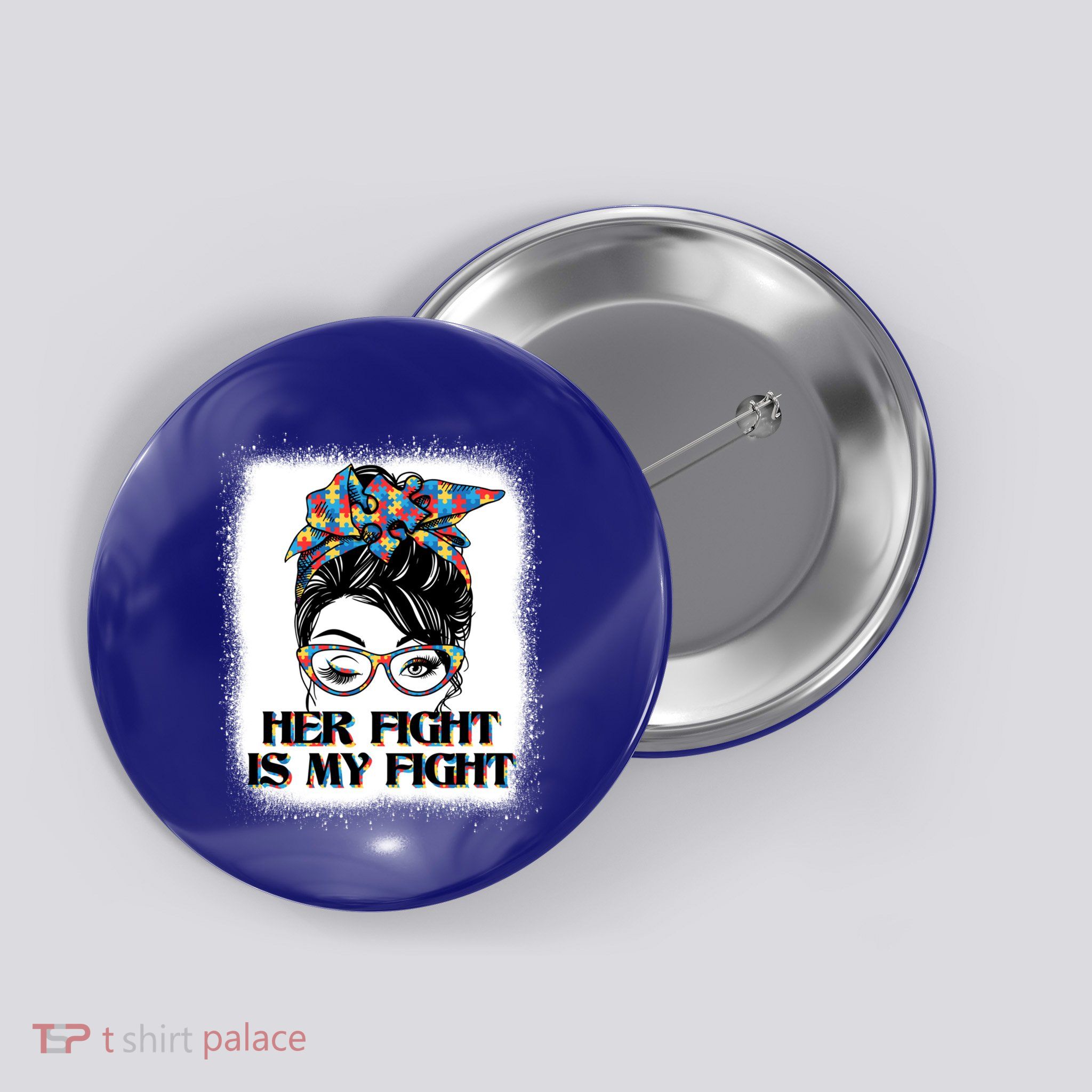 Autism Messy Bun Autistic Bleached Gift Button