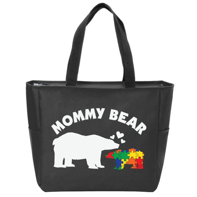 Autism Mommy Bear Autism Awareness Zip Tote Bag