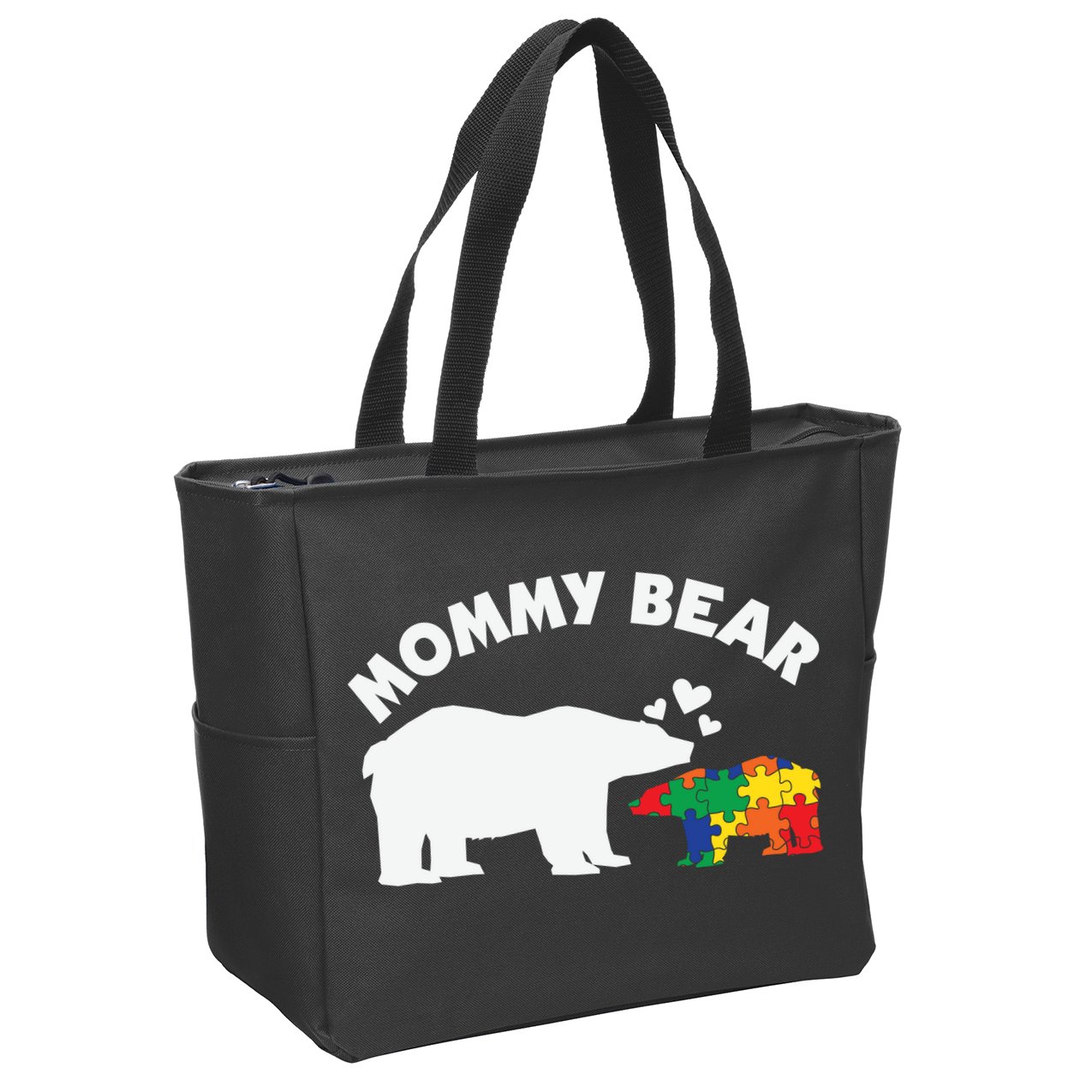 Autism Mommy Bear Autism Awareness Zip Tote Bag