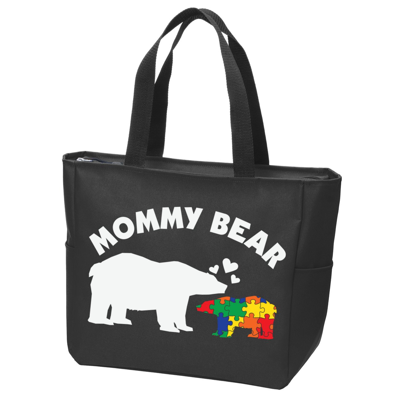 Autism Mommy Bear Autism Awareness Zip Tote Bag