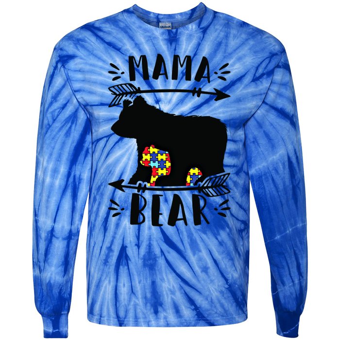 Autism Mama Bear Autism Mother Gift Tie-Dye Long Sleeve Shirt