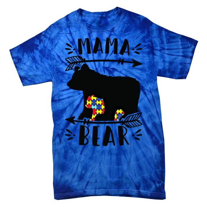 Autism Mama Bear Autism Mother Gift Tie-Dye T-Shirt