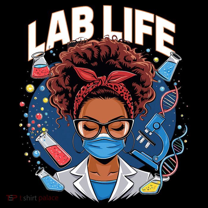 Afro Messy Bun Laboratory Life Lab Week 2025 Lab Technician T-Shirt