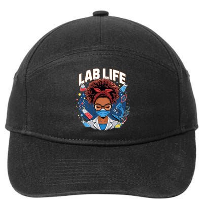Afro Messy Bun Laboratory Life Lab Week 2025 Lab Technician 7-Panel Snapback Hat