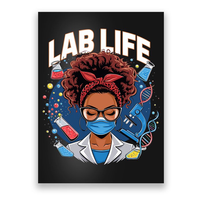 Afro Messy Bun Laboratory Life Lab Week 2025 Lab Technician Poster