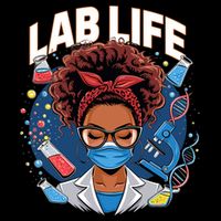 Afro Messy Bun Laboratory Life Lab Week 2025 Lab Technician Poster