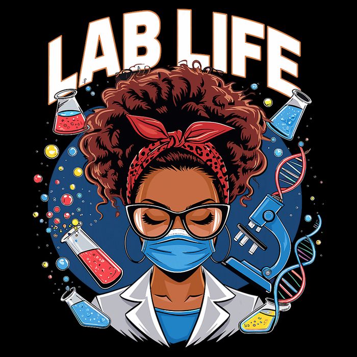 Afro Messy Bun Laboratory Life Lab Week 2025 Lab Technician Poster