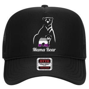 Asexual Mama Bear Asexual Pride LGBT Ace Pride Flag Mom High Crown Mesh Back Trucker Hat