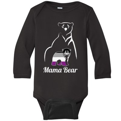 Asexual Mama Bear Asexual Pride LGBT Ace Pride Flag Mom Baby Long Sleeve Bodysuit