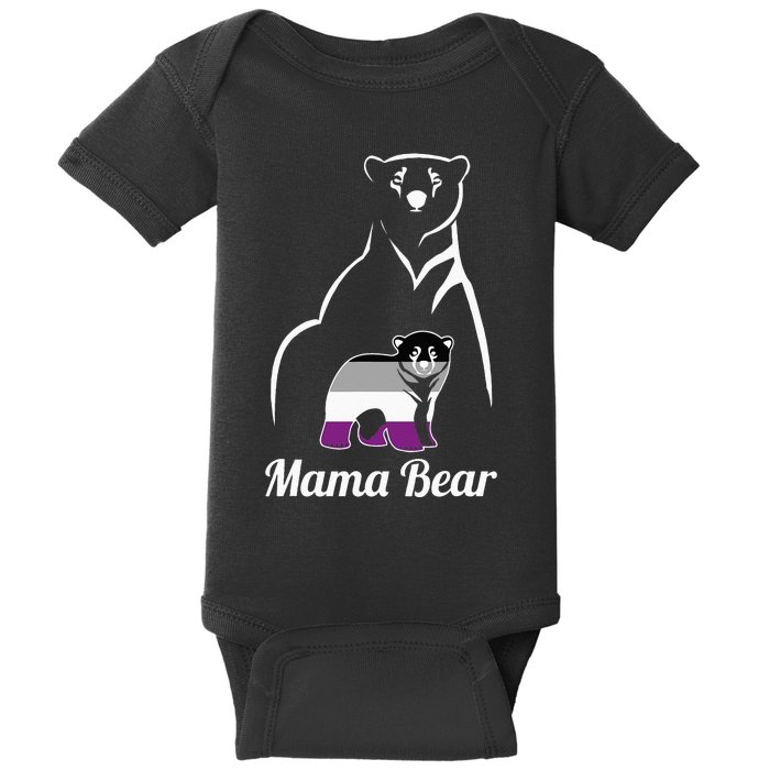 Asexual Mama Bear Asexual Pride LGBT Ace Pride Flag Mom Baby Bodysuit