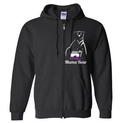 Asexual Mama Bear Asexual Pride LGBT Ace Pride Flag Mom Full Zip Hoodie