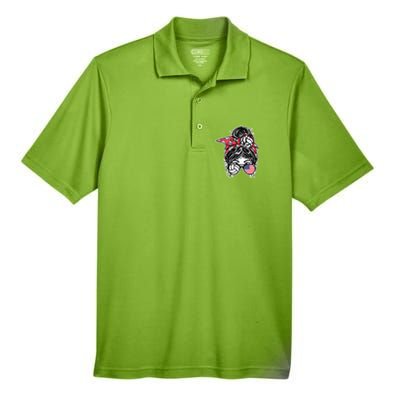 American Messy Bun Hair America Volleyball Fans Jersey Gift Men's Origin Performance Piqué Polo