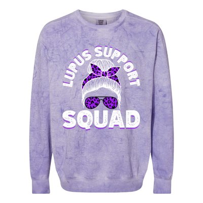 Afro Messy Bun Leopard Lupus Awareness Gift Colorblast Crewneck Sweatshirt