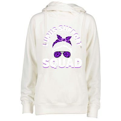 Afro Messy Bun Leopard Lupus Awareness Gift Womens Funnel Neck Pullover Hood