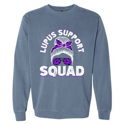 Afro Messy Bun Leopard Lupus Awareness Gift Garment-Dyed Sweatshirt